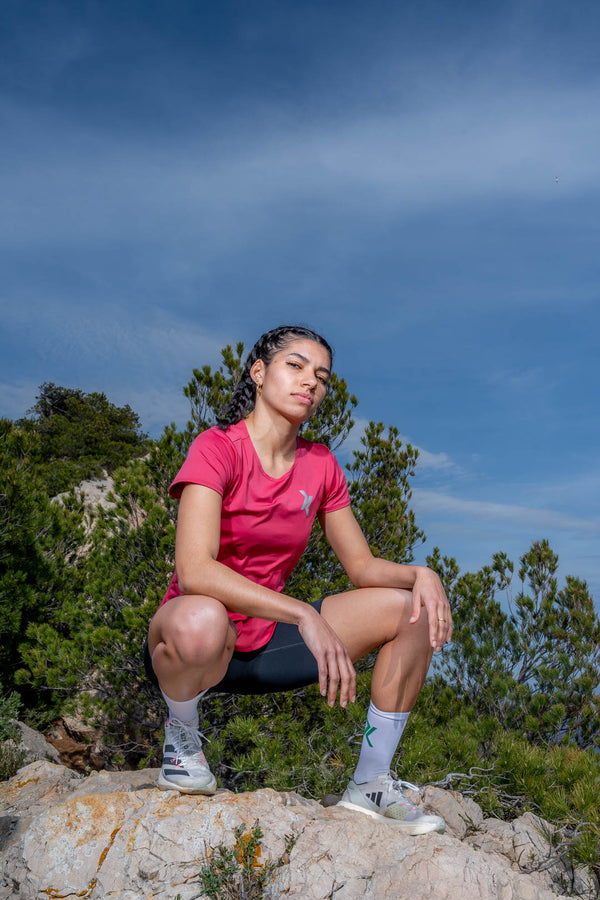 t-shirt running femme anti odeurs magenta