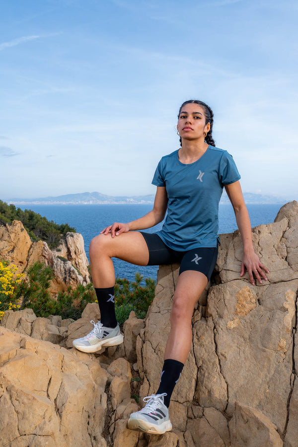 t-shirt running femme anti odeurs bleu